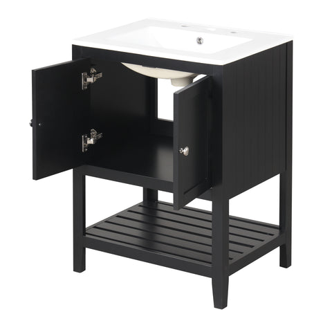 24" Black Bathroom Vanity with Sink