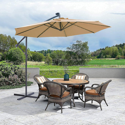 10ft Solar Offset Patio Umbrella With 32 Led Lights