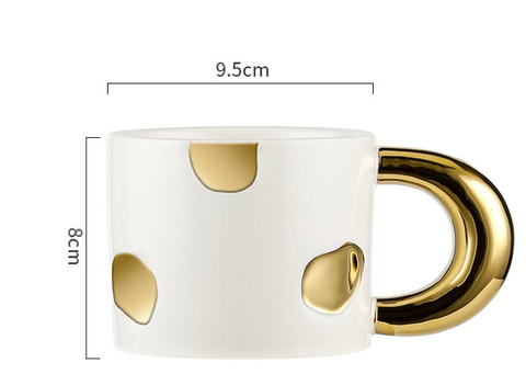 12oz Ceramic Mug with Electroplated Gold Handle