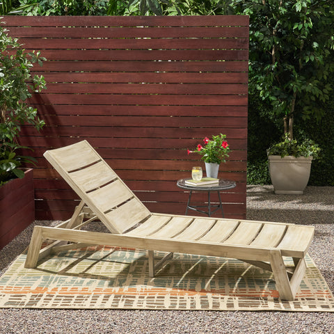 Outdoor Acacia Wood Chaise Lounge