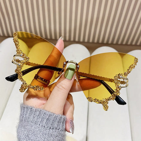 Butterfly Shape Sunglasses with Diamonds