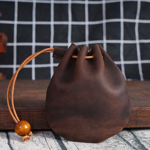 Leather Drawstring Coin Purse