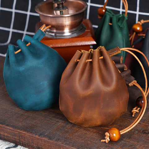 Leather Drawstring Coin Purse