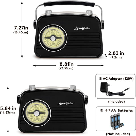 Portable Radios Vintage/Retro with Headphone Jack, Large Analog Rotary Tuning Dial