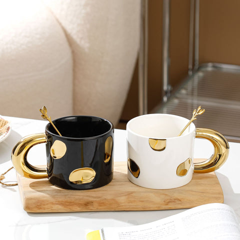 12oz Ceramic Mug with Electroplated Gold Handle