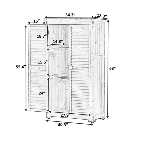 3-Tier Wooden Garden Shed Patio Storage Cabinet