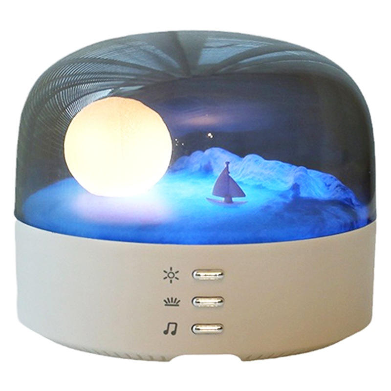 Bluetooth Speaker Bedside Lamp with Moon Atmosphere