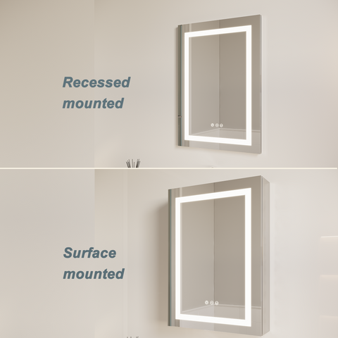 20 x 26 inch LED Bathroom Medicine Cabinet with Mirror (Left Door)