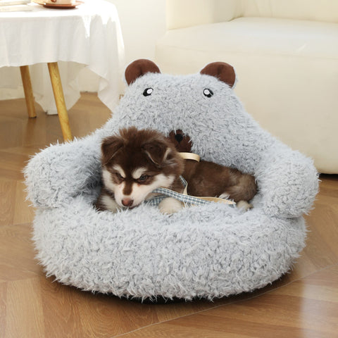 Calming Pet Beds with Detachable Plush Pads