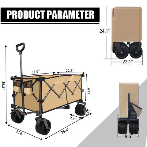 Folding Wagon Cart for Camping Garden Shopping Sports