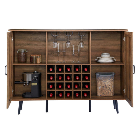 Oak Faux Rattan Barn Door Wine Cabinet