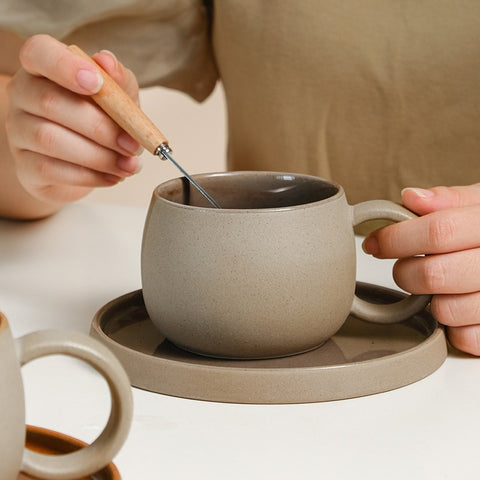 Ceramic Coffee Mug and Saucer Set