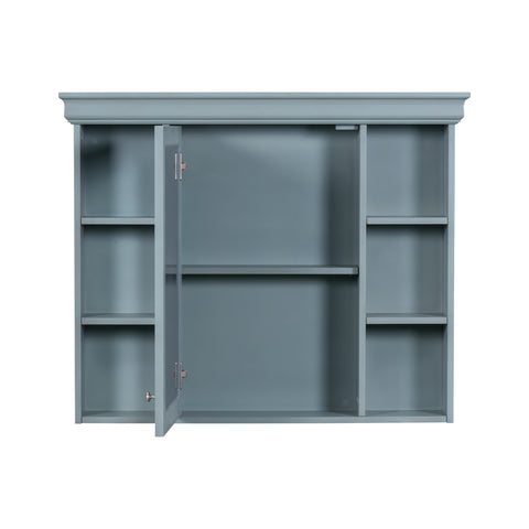 Blue Wall Mounted Bathroom Storage Cabinet with Mirror