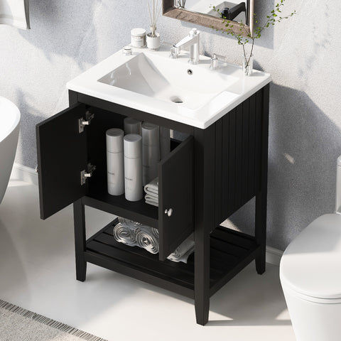 24" Black Bathroom Vanity with Sink