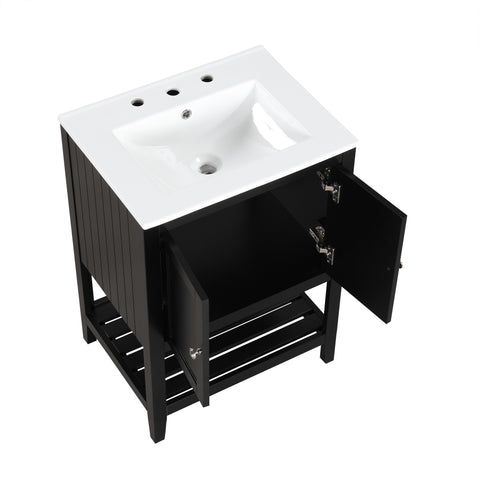 24" Black Bathroom Vanity with Sink