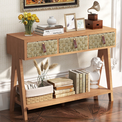 Medieval Modern Console Table with Storage and Drawers