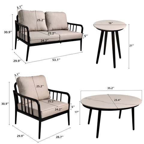 5-Piece Modern Aluminum Patio Furniture Sets