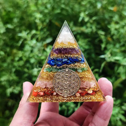 Healing Crystal Pyramid for Meditation, Motivation, and Positivity