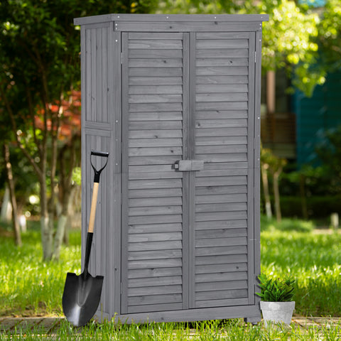 3-Tier Wooden Garden Shed Patio Storage Cabinet