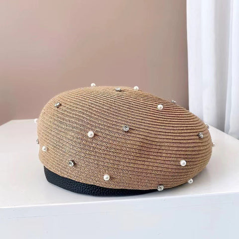 Pearl Rhinestone Beret Hat