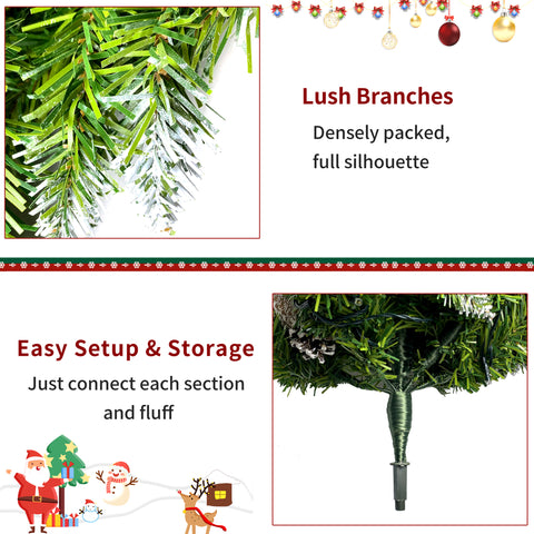 Pre-lit Christmas Tree 5-Piece Set with LED Lights, Christmas Garlands, Wreath and Set of 2 Entrance Trees