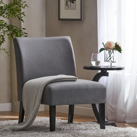 Contemporary Gray Fabric Accent Chair