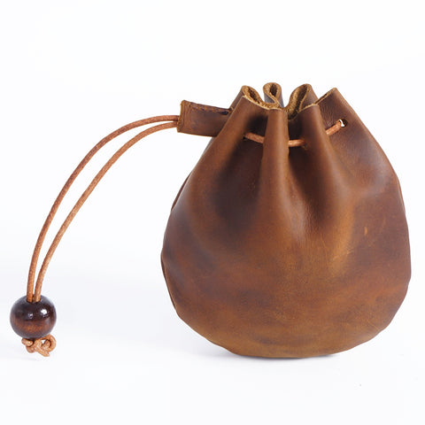 Leather Drawstring Coin Purse