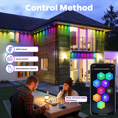 Smart Permanent Outdoor Lights, 100ft with 60 LED RGB String Lights