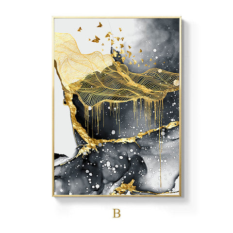 Golden Black And White Wall Art Posters