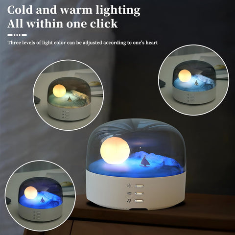 Bluetooth Speaker Bedside Lamp with Moon Atmosphere