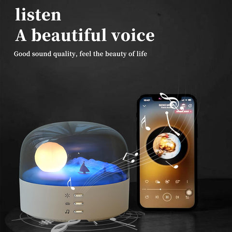 Bluetooth Speaker Bedside Lamp with Moon Atmosphere